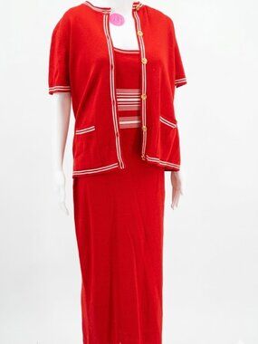 Outlander Red Knit Maxi Dress & Cardigan Set L